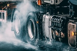 Wet truck tires