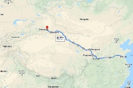 Route marked on Google Maps