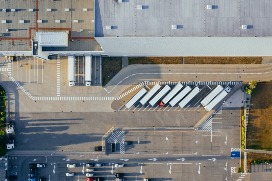 View from above on truck parking